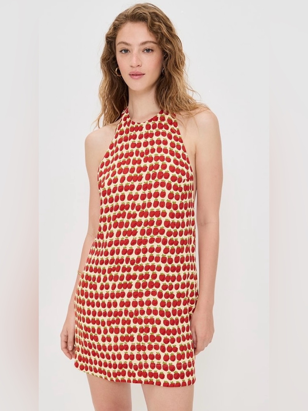 Reformation Avielle Tomato-print Mini Dress in Crepe Backless Size 8 EUC